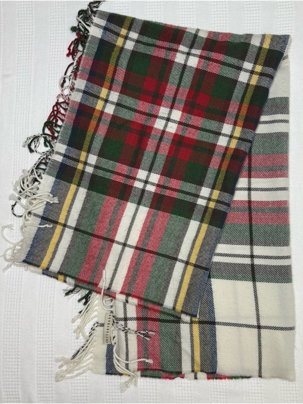 Pottery Barn Denver Plaid Throw Blanket 50x60 Christmas Tartan Holiday Fringe